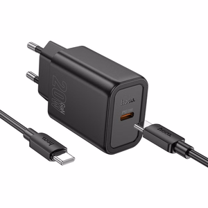 Įkroviklis Hoco N60 20W GaN USB-C + USB-C to USB-C cable 1.0m juodas