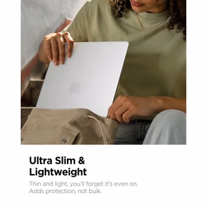 Spigen AirSkin dėklas, skirtas MacBook Air 13" 2023 / 2024 / 2025 / 2026 – skaidrus