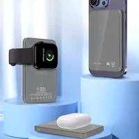 Blavec Išorinė baterija 5000mAh BJ-04 Itin Plona 7,8mm - Type C - 22,5W magnetinė Magsafe 3 in 1 (PBBJ04-MC5G) pilka stiklas