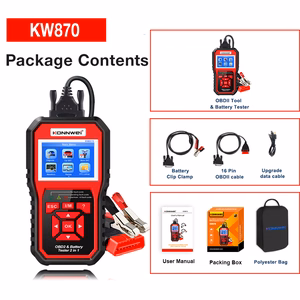 Konnwei KW870 OBD2 diagnostinis skeneris ir akumuliatorių testeris