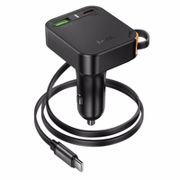 Įkroviklis automobilinis Hoco NZ18 (1xUSB; 1xUSB-C; 65W) + USB-C laidas juodas