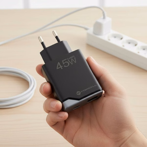 FORCELL F-ENERGY GaN III B245202(1A1C) itin plonas kelioninis įkroviklis 1 x Type C + 1 x USB A PD QC4.0 3A 45W juodas
