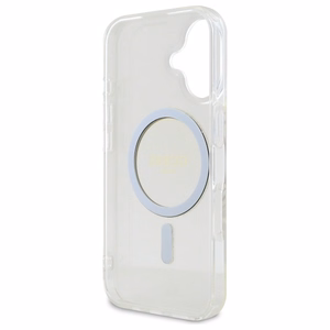 Guess GUHMP16MHFGERET iPhone 16 Plus 6.7" skaidrus kietas dėklas IML Glitter Circle Magnetinis