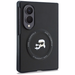 Juodas dėklas „Karl Lagerfeld Karl & Choupette Pins MagSafe“, skirtas „Samsung Galaxy Z Fold8“
