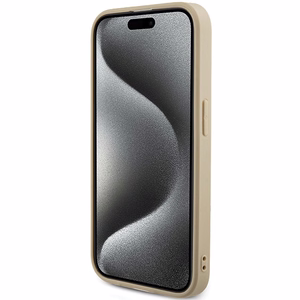 Guess Saffiano Iridescent Script dėklas telefonui iPhone 14 Pro Max - auksinis