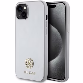Guess GUHCP15MPS4DGPS iPhone 15 Plus 6.7" sidabrinis/sidabrinis kietas dėklas Strass Metalinis Logotipas
