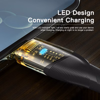 USB Kabelis Essager "Interstellar" skaidrus (juodas) "Type-C / Type-C" 200cm (iki 60W)