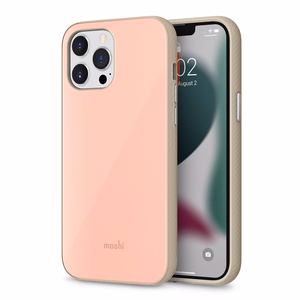 Moshi iGlaze aukščiausios klasės hibridinis dėklas, skirtas iPhone 13 Pro Max, su SnapTo sistema, „Dahlia Pink“ spalvos