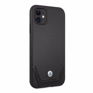 BMW Кожаный чехол Perforate для iPhone 11 / Xr - чёрный