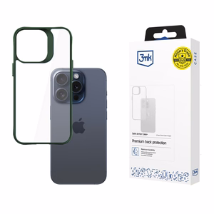 3mk Satin Armor dėklas telefonui žalias Apple iPhone 15 Pro - permatomas