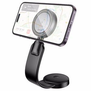 Belaidis automobilinis įkroviklis-laikiklis Hoco (HW29) (MagSafe 15W) tvirtinamas ant konsolės/lango juodas
