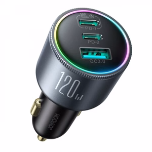 Automobilinis įkroviklis Joyroom JR-CCN07, pilkas, 100W (2xPD / 1xQC3.0) + Type-C / Type-C 100 cm laidas