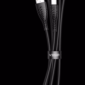 VEGER kabelis USB A į Type C 2,4A V104 1,2 m juodas