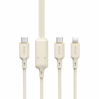 Dudao L7SF 2in1 USB-C - USB-C / Lightning kabelis 100W 1.2m - smėlio spalvos
