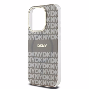 DKNY IML mono ir dryžuotas magnetinis dėklas telefonui iPhone 15 Pro – smėlinis