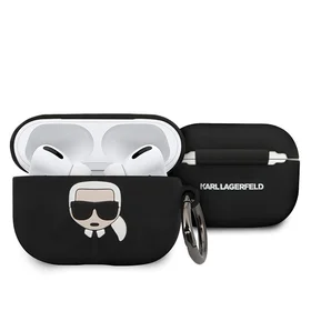 Karl Lagerfeld KLACAPSILGLBK AirPods Pro dėklas juodas/silikoninis Ikonik
