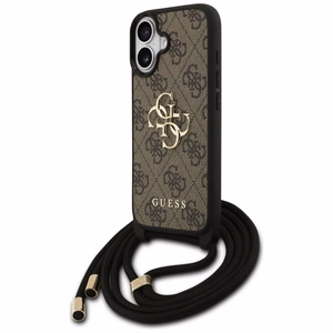 Originalus dėklas GUESS 4G Didelis logotipas su pečių dirželiu iPhone 17 rudas