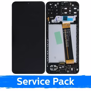 LCD ekranas suderinamas su Samsung A137 A13 juodas su rėmu (Service Pack)