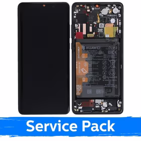 Ekranas skirtas Huawei P30 Pro su rėmeliu / Black / (Service Pack)