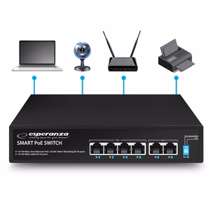 Esperanza ENS105 6 prievadų Poe jungiklis 10/100 60W