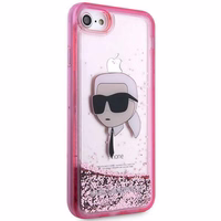 Karl Lagerfeld KLHCI8LNKHCP iPhone 7/8/SE 2020/2022 rožinis/rožinis kietas dėklas Blizgantis Karl Galva