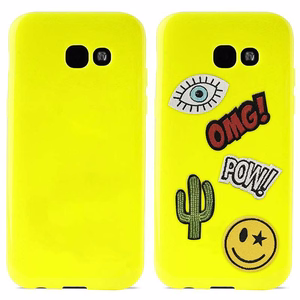 PURO Patch Mania dėklas, skirtas Samsung Galaxy A3 (2017), su 5 dekoratyvinėmis aplikacijomis, geltonas