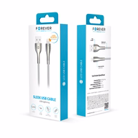 Forever Sleek laidas USB - Lightning 1,0 m 2.4A baltas