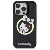Hello Kitty IML Linksmas kaspinas magnetinis iPhone 16 Pro dėklas - juodas