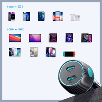 Automobilinis įkroviklis Joyroom "JR-CCN02" juodas 70W (2xPD / with LED Lighting)