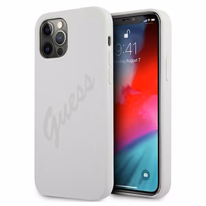 Guess GUHCP12LLSVSCR iPhone 12 Pro Max 6.7" kreminis kietasis dėklas Script Vintage