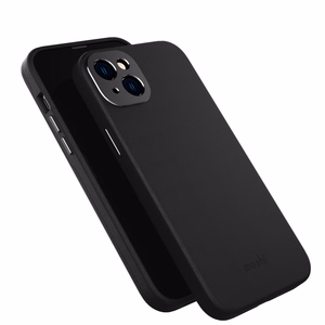 Moshi Napa dėklas, skirtas iPhone 14 Plus, suderinamas su MagSafe, veganiškos odos, „Midnight Black“ spalvos