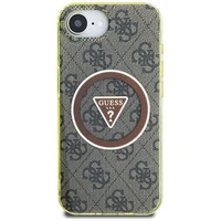 Guess IML Metal Glitter 4G Circle Triangle Magnetinis dėklas telefonui iPhone 16e - rudas