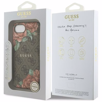 Guess 4G Flowers Print Magnetinis dėklas telefonui iPhone 16e - rudas