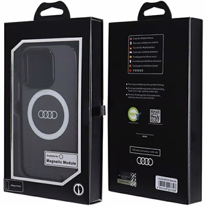 Audi IML Magnetinis dėklas su dideliu logotipu telefonui iPhone 15 Pro - juodas
