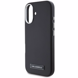 Karl Lagerfeld FW Metal Plate Magnetinis iPhone 16 Plus dėklas - juodas