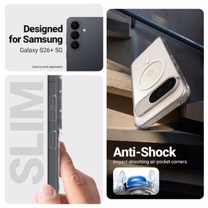 Crong Hybrid Clear Magnetic MagSafe dėklas, skirtas Samsung Galaxy S26+, skaidrus