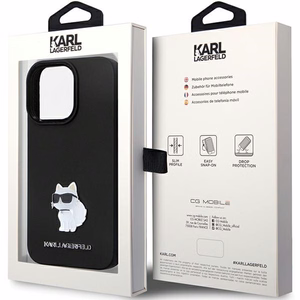 Karl Lagerfeld KLHCP13LSMHCNPK dėklas telefonui iPhone 13 Pro / 13 - juodas silikoninis C metalinis kaištis