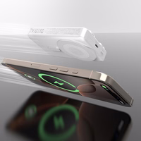 Dudao K29 10000mAh PD 20W Magnetinė išorinė baterija su metaliniu dėklu, stovu ir įmontuotais USB-C/Lightning kabeliais - pilka