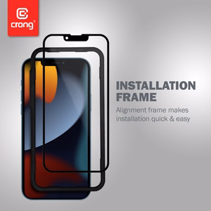 Crong Anti-Bacterial 3D Armor Glass 9H grūdintas apsauginis ekrano stiklas, skirtas iPhone 14 Plus / 13 Pro Max, su montavimo rėmeliu