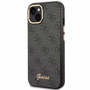 Guess GUHCP14SHG4SHK iPhone 14 6.1 "juodas / juodas kietas dėklas 4G Vintage Gold Logo