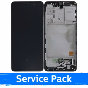 LCD Display Compatible With Samsung A415 A41 Black With Frame (Service Pack)