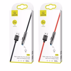 USB laidas USAMS SJ362 - U34 raudonas Lightning 120cm (90 laipsnių kampas / LED indikatoriaus)