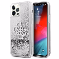 Guess GUHCP12LLG4GSI iPhone 12 Pro Max 6.7" sidabrinis/sidabrinis kietas dėklas 4G Didelis Skystas Blizgesys