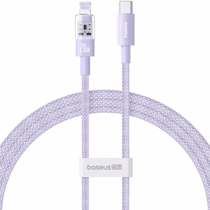 Baseus Gem USB-C ir iP greitojo įkrovimo kabelis 1 m 20 W Violetinė