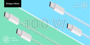 Krüger&Matz Basic USB-C–USB-C laidas, 100 W, 1 m, žalias