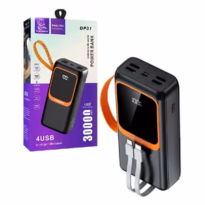 Išorinė baterija POWER BANK DENMEN 30000mAh (4xUSB; 1xUSB-C) juodas