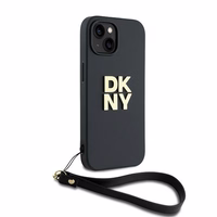 DKNY Dėklas telefonui su dirželiu ir logotipu iPhone 14 / 15 / 13 - juodas