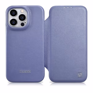 iCarer CE Premium odinis folio dėklas iPhone 14 Pro su MagSafe magnetiniu flipu - šviesiai violetinis