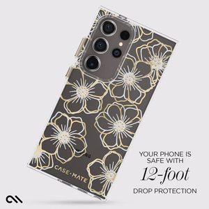 Case-Mate Floral Gems dėklas, skirtas Samsung Galaxy S24 Ultra, aukso spalvos