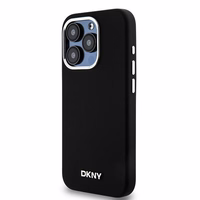 DKNY DKHMP15LSMCHLK iPhone 15 Pro 6.1"juodas dėklas Liquid Silicone Small Metal Logo MagSafe